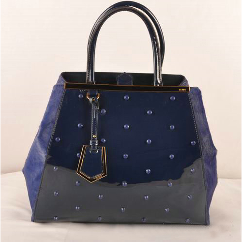 F2552L Fendi 2Jours Patent Leather Tote Bag Crini F2552L Blu